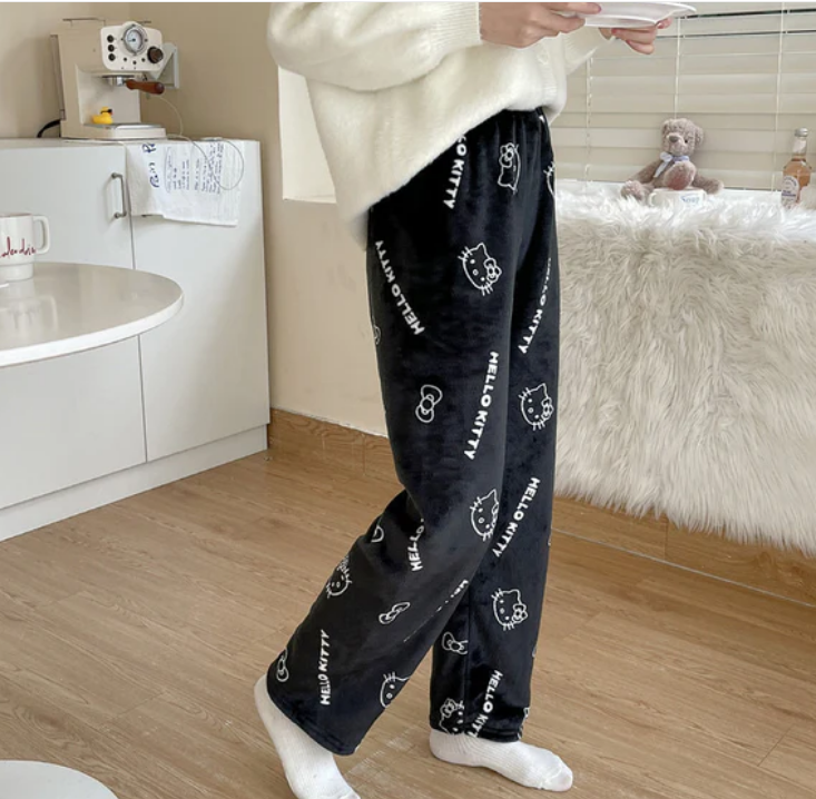 BLACK Hello Kitty Pyjama Pants CozyClouds